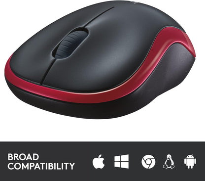 Logitech M185 Wireless Mouse, 2.4GHz with USB Mini Receiver, 12-Month Battery Life, 1000 DPI Optical Tracking, Ambidextrous, Compatible with PC, Mac, Laptop