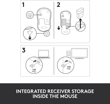 Logitech M185 Wireless Mouse, 2.4GHz with USB Mini Receiver, 12-Month Battery Life, 1000 DPI Optical Tracking, Ambidextrous, Compatible with PC, Mac, Laptop