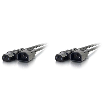 C2G 2 Metre 18 AWG Computer Extension Cord (IEC320C13 to IEC320C14) 6 Foot Kettle Lead/Power Cable, Black (Pack of 2