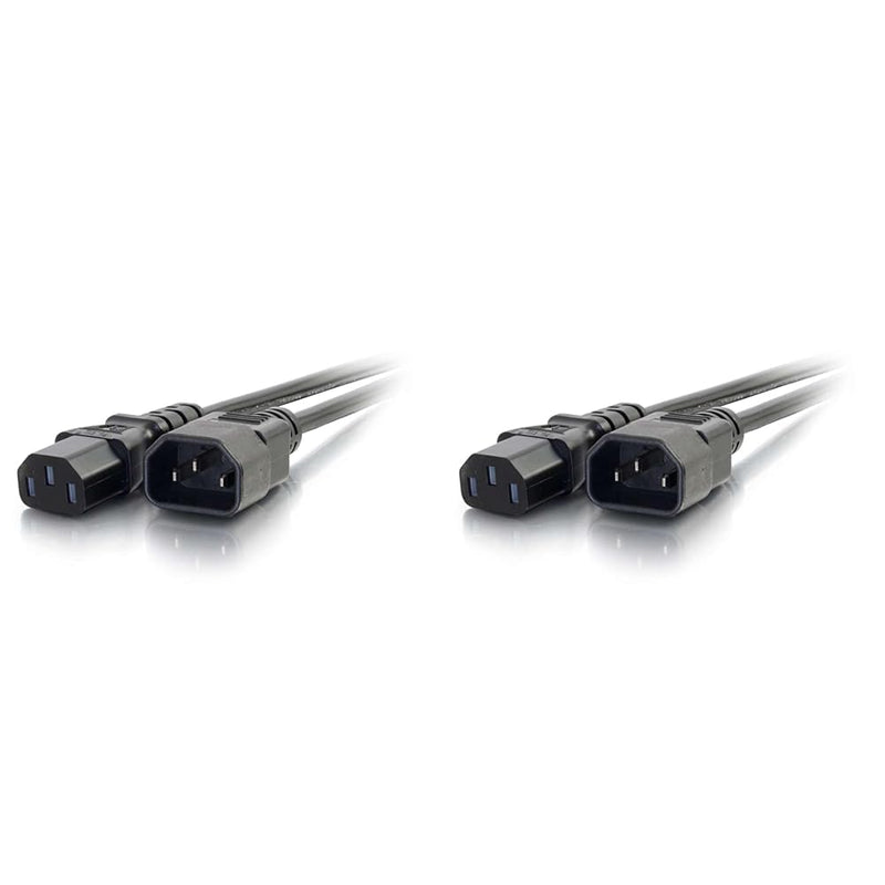 C2G 2 Metre 18 AWG Computer Extension Cord (IEC320C13 to IEC320C14) 6 Foot Kettle Lead/Power Cable, Black (Pack of 2
