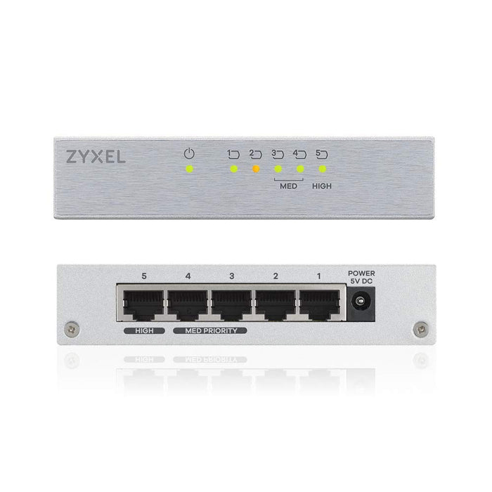 Zyxel 5-Port Desktop Gigabit Ethernet Switch - Metal housing, Lifetime Protection, UK Plug