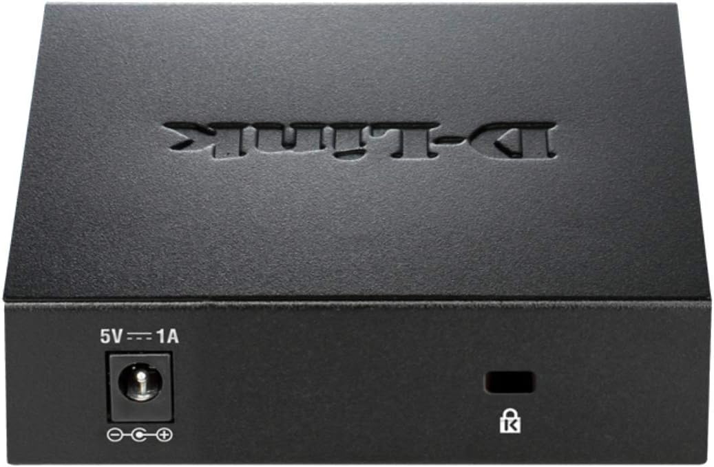D-Link DGS-105/B 5-Port Gigabit Unmanaged Metal Desktop Switch 10/100/1000 Mbit/s - UK Version, black DGS-105/B