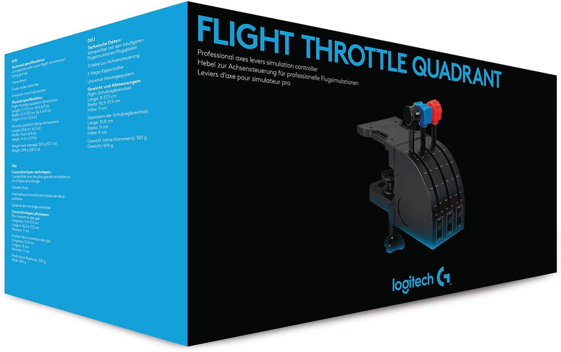 Logitech G Saitek PRO Flight Throttle Quadrant, Professional Simulation Axis Levers, LCD Display, 3x Two-Way Toggle Switch, Adjustable Bracket, USB, PC - Black Throttle Quadrant Single