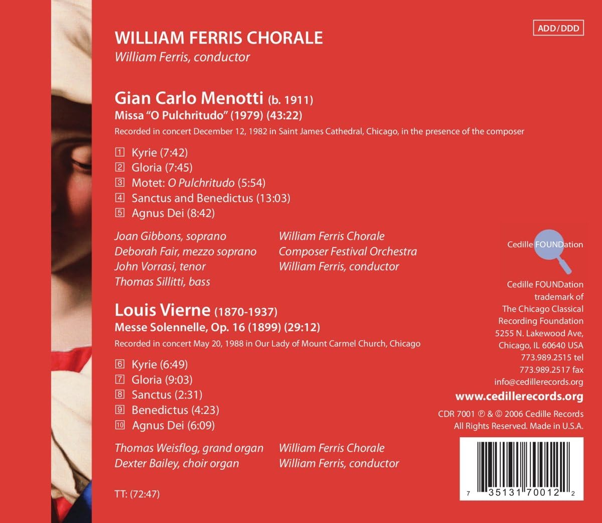 Missa O Pulchritudo/messe Solennelle (William Ferris Chor.)