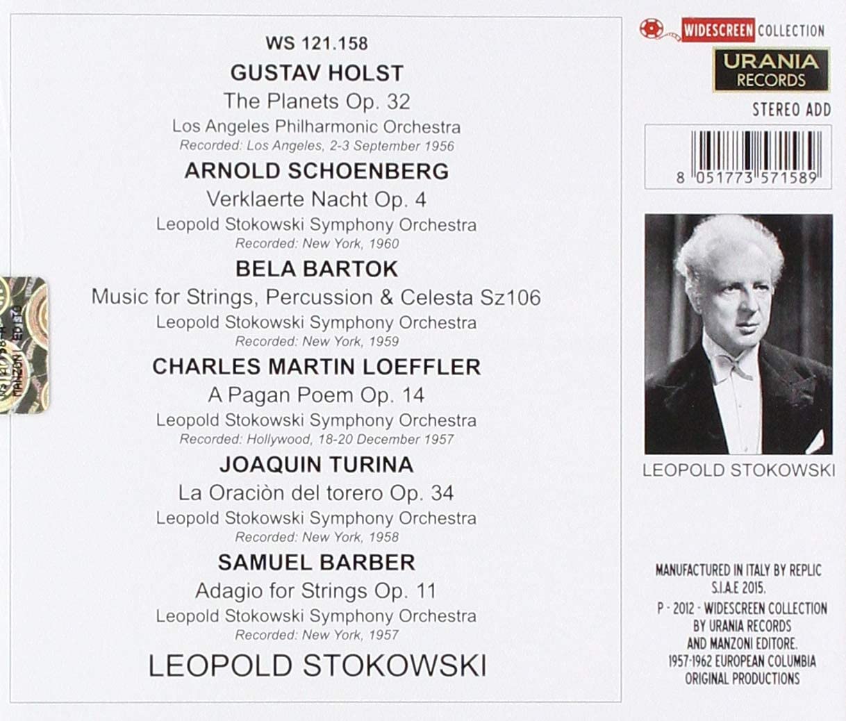 Stokowski conducts Holst, Shoenberg, Bartok, Loeffer
