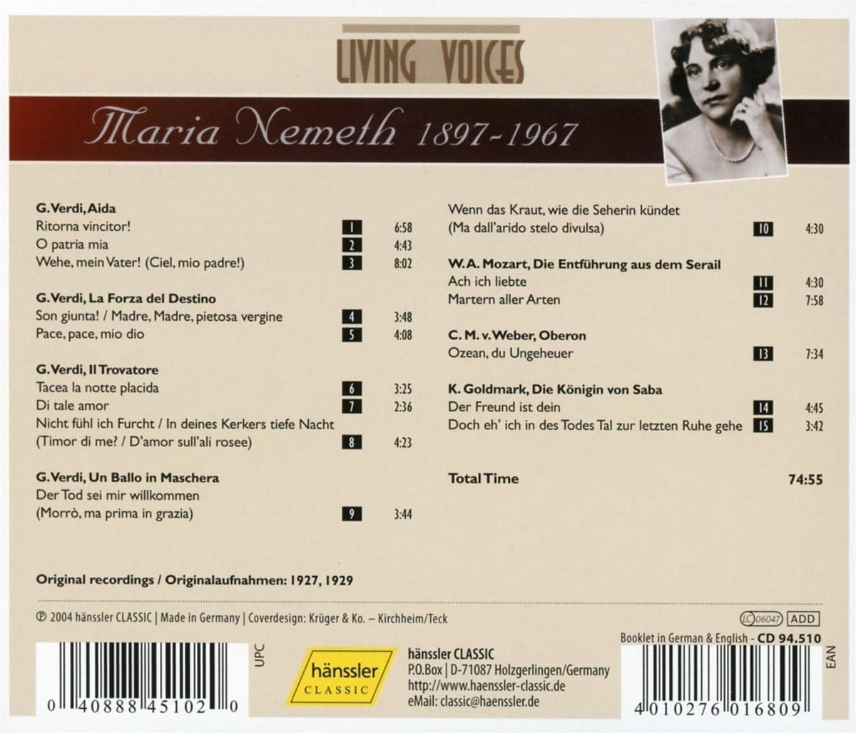 Maria Nemeth Sings Arias