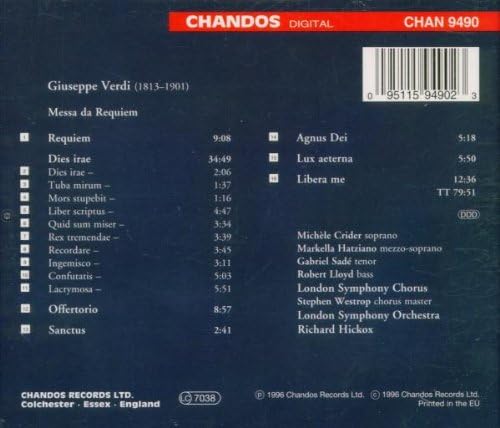 Verdi: Requiem - Crider / Hatziano / Sade / Lloyd, / LSC / LSO /