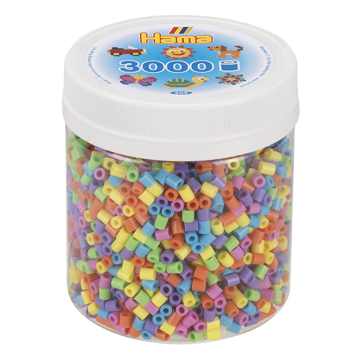 Hama 209-50 3,000 Midi Beads-Pastel Mix, Multicolour, One Size