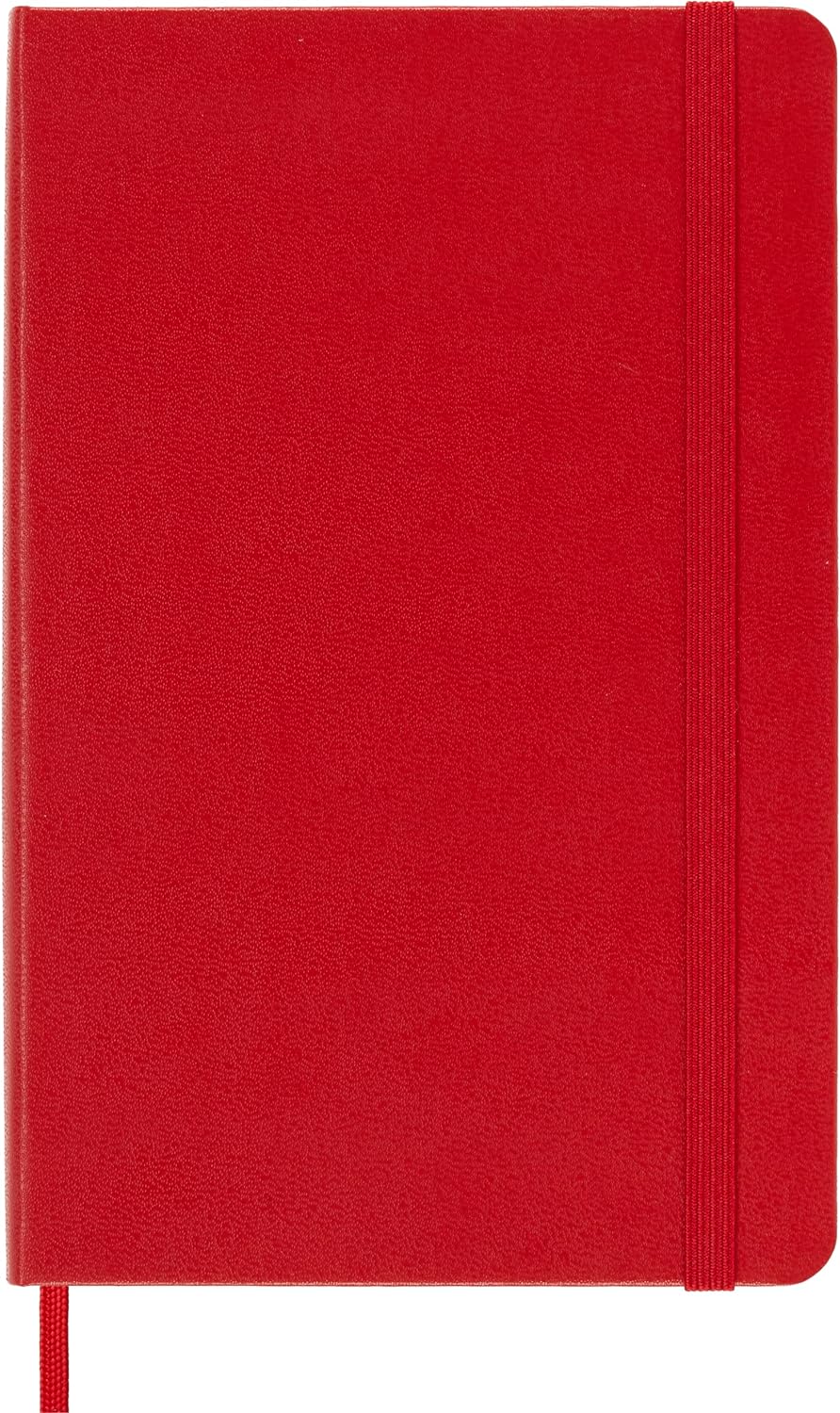 Moleskine Classic Plain Paper Notebook, Hard Cover and Elastic Closure Journal, Color Scarlet Red, Size Medium 11.5 x 18 cm, 208 Pages Scarlet Red Medium Plain