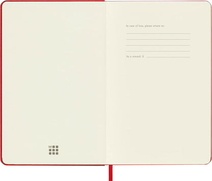 Moleskine Classic Plain Paper Notebook, Hard Cover and Elastic Closure Journal, Color Scarlet Red, Size Medium 11.5 x 18 cm, 208 Pages Scarlet Red Medium Plain