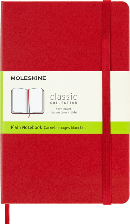 Moleskine Classic Plain Paper Notebook, Hard Cover and Elastic Closure Journal, Color Scarlet Red, Size Medium 11.5 x 18 cm, 208 Pages Scarlet Red Medium Plain