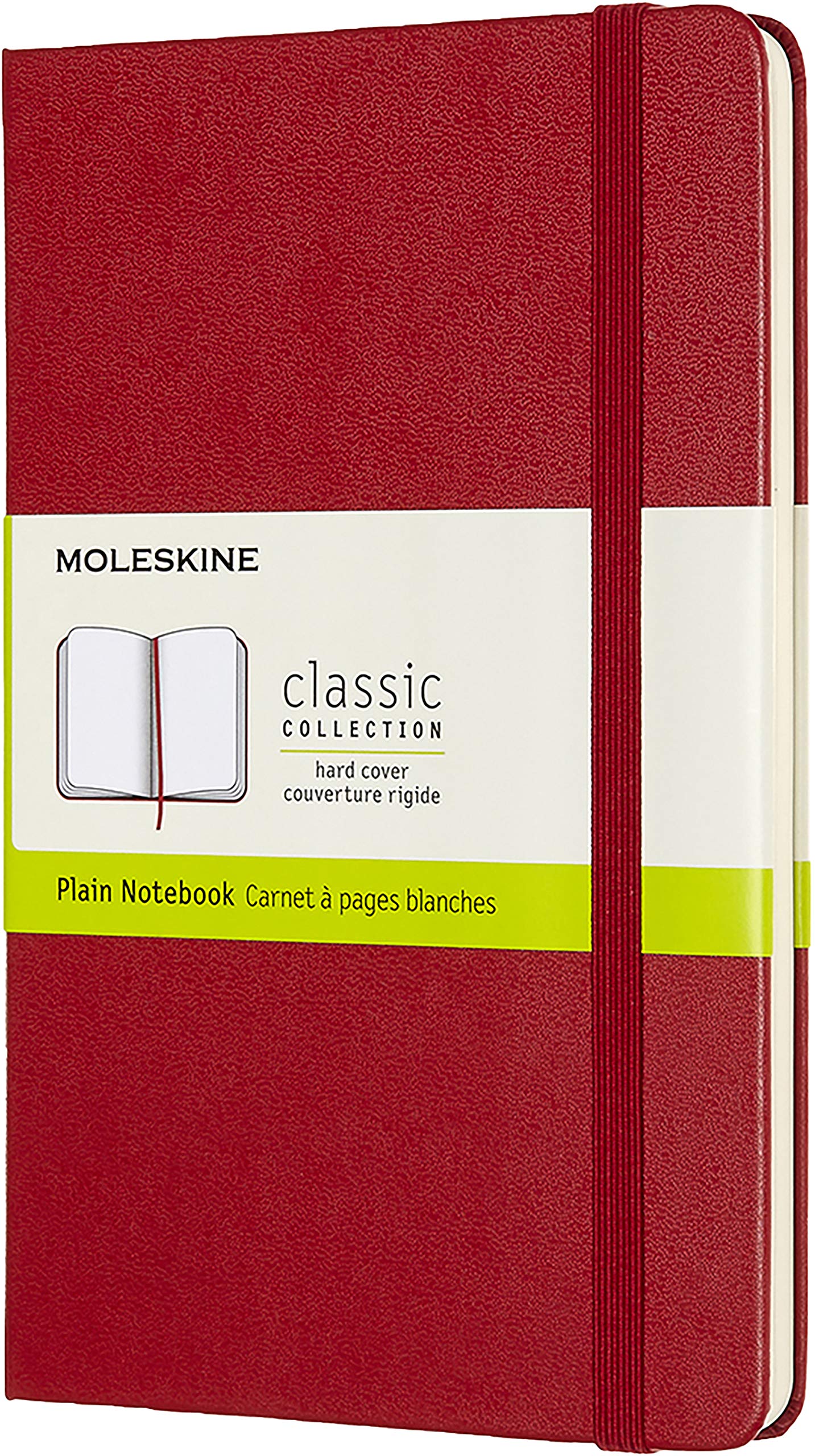 Moleskine Classic Plain Paper Notebook, Hard Cover and Elastic Closure Journal, Color Scarlet Red, Size Medium 11.5 x 18 cm, 208 Pages Scarlet Red Medium Plain