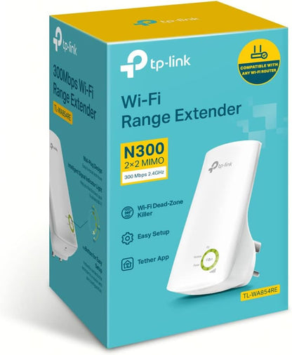 TP-Link N300 Universal Wi-Fi Range Extender, Broadband/Wi-Fi Extender, Wi-Fi Booster, Plug and Play, WPS, UK Plug (TL-WA854RE) Wi-Fi Booster N300