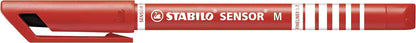 Fineliner - STABILO SENSOR M - Box of 10 - Red Medium red