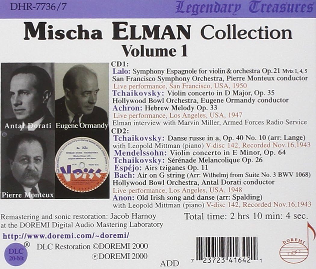 Mischa Elman Collection Vol. 1 (Ormandy, Dorati, Monteux)