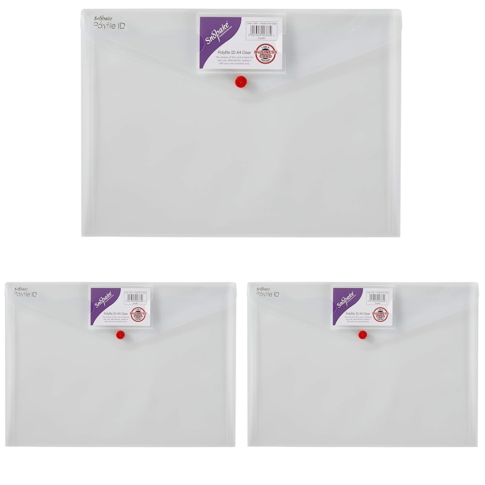 Snopake A4 Polyfile ID Popper Wallet with Press Stud Closure – Clear  Ref: 12560