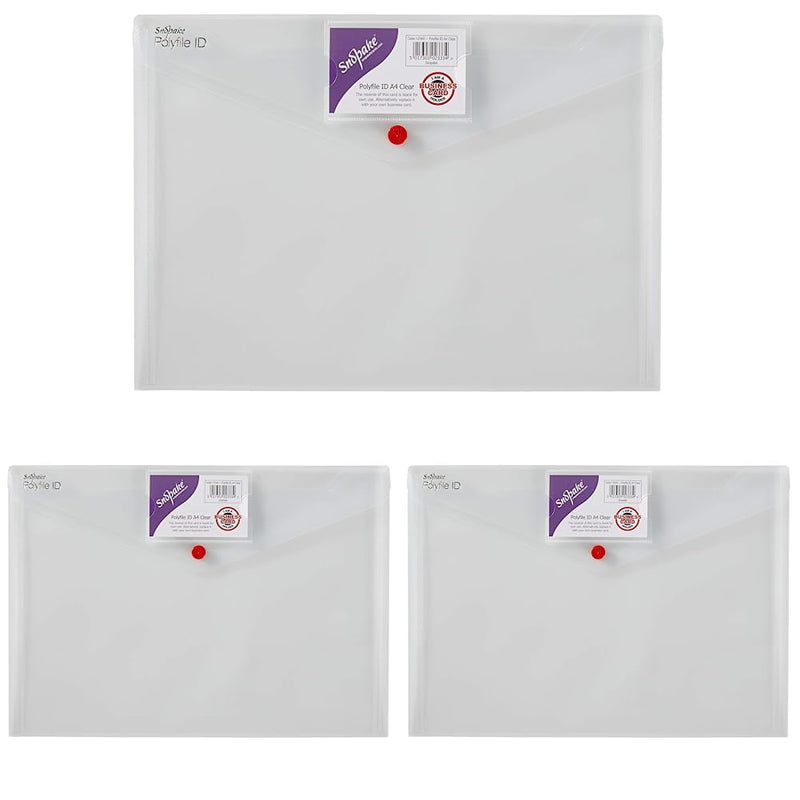 Snopake A4 Polyfile ID Popper Wallet with Press Stud Closure – Clear  Ref: 12560