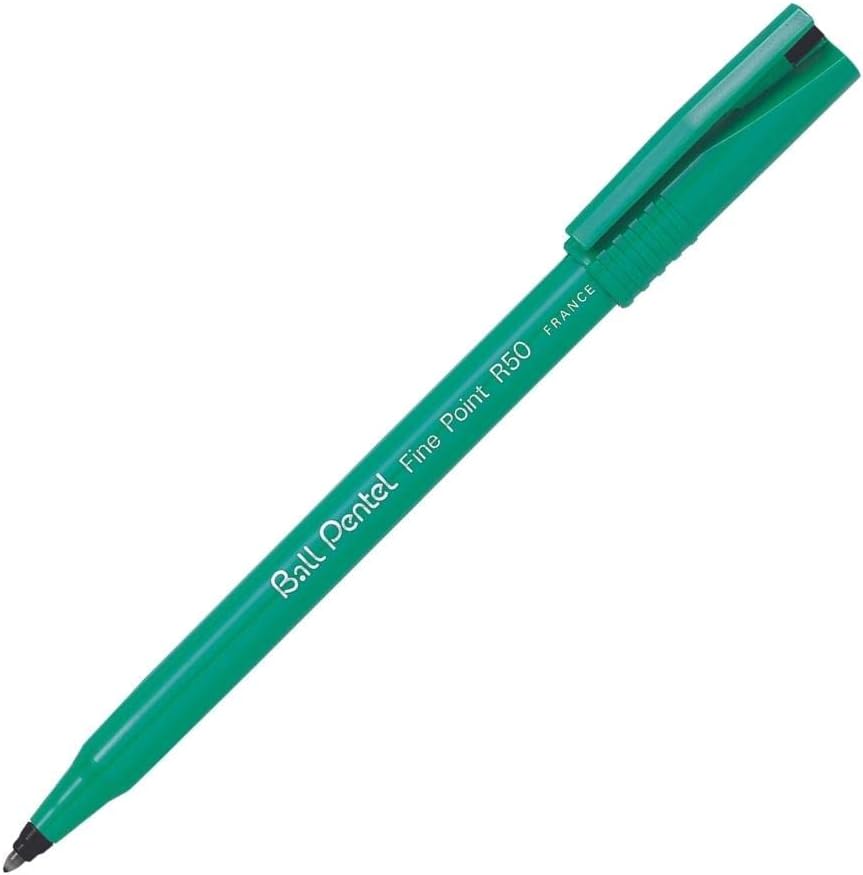 Pentel, R50-A 0.4 mm tip, Black water-based ink, 1 pack of 12 pens