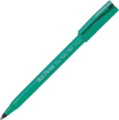 Pentel, R50-A 0.4 mm tip, Black water-based ink, 1 pack of 12 pens