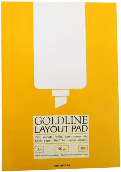 Clairefontaine - Ref GPL1A4Z - Goldline Layout Pad (Contains 80 Sheets) - A4 (210 x 297mm) in Size, 50gsm Paper, FSC-Certified, Degree of Transparency, Acid Free