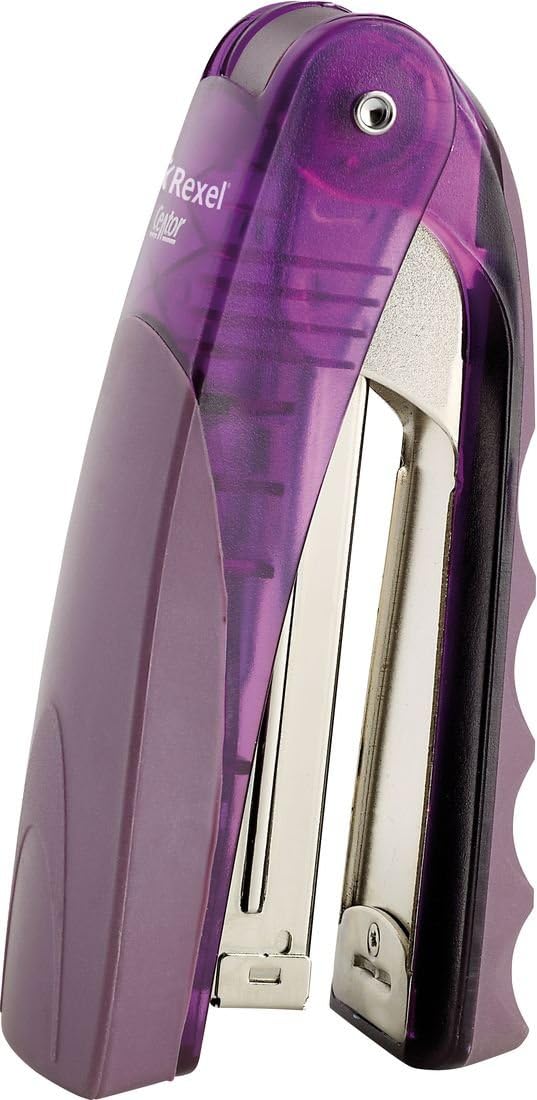 Rexel Centor Half Strip Stapler, 25 Sheet Capacity, Uses 24/6 and 26/6 Staples, Includes Staples, Metal Body, Purple, 2101014