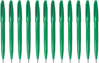 Pentel Sign Pen - Paquete de 12 rotuladores de punta fina con trazo medio, verde