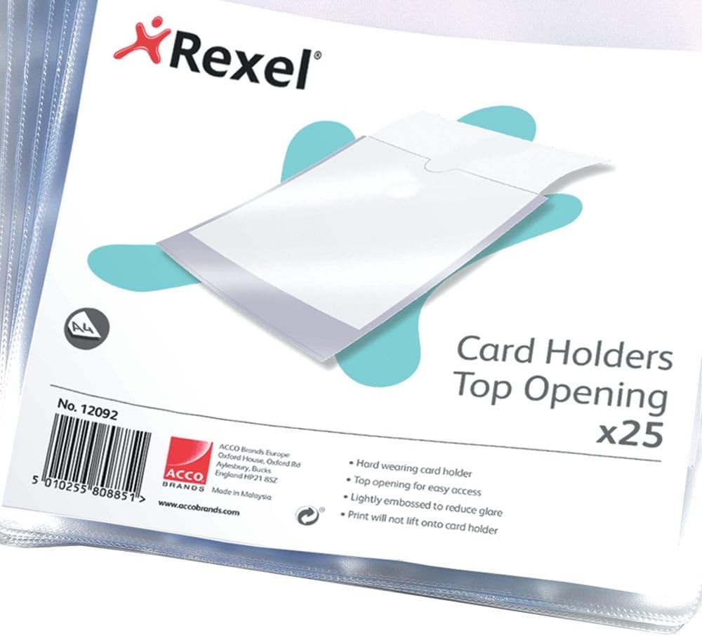 Rexel Card Holders Clear A4 (25 Pack
