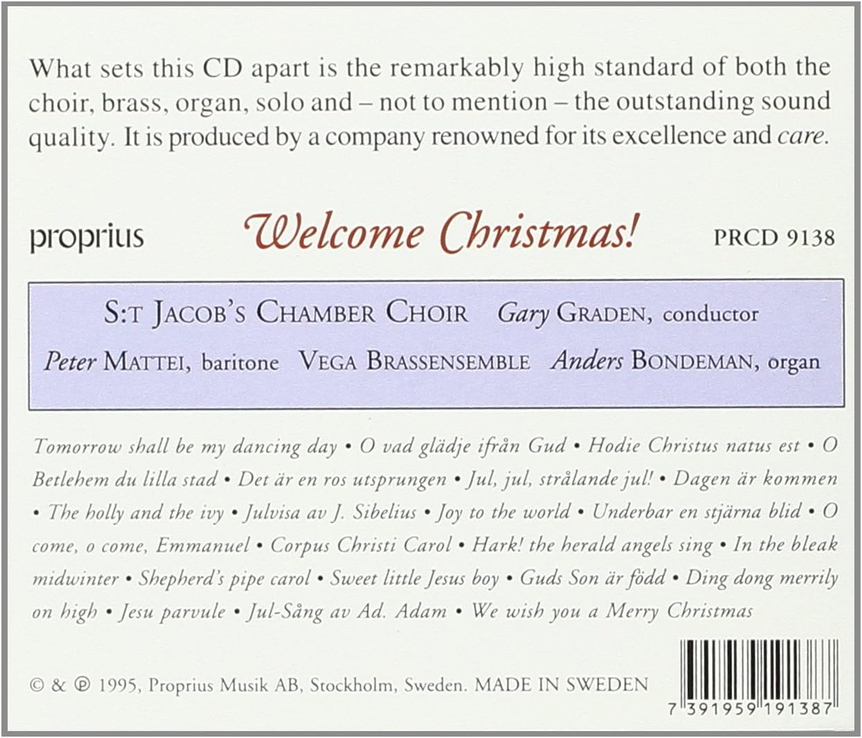 Welcome Christmas (Graden, St. Jacob's Cc, Mattei)