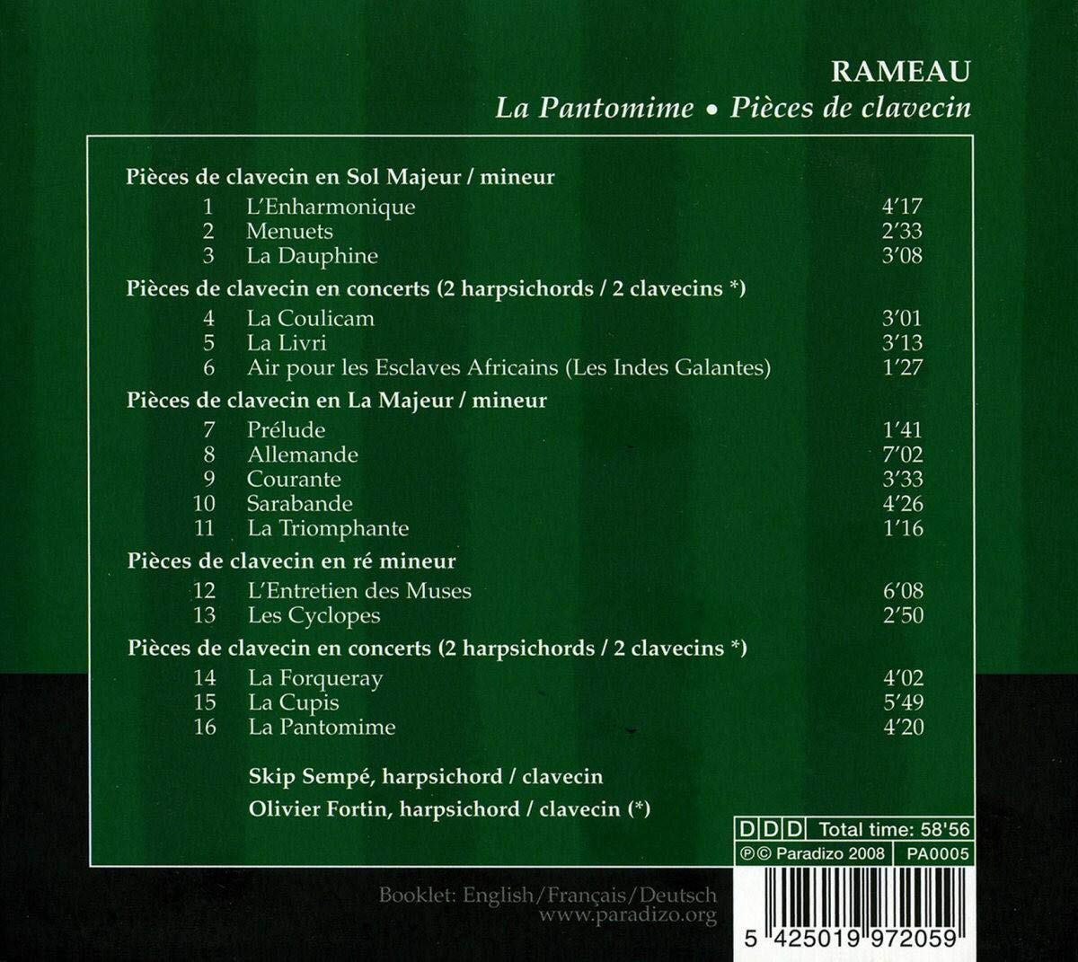 La Pantomime: Pieces De Clavecin (Fortin, Sempe)