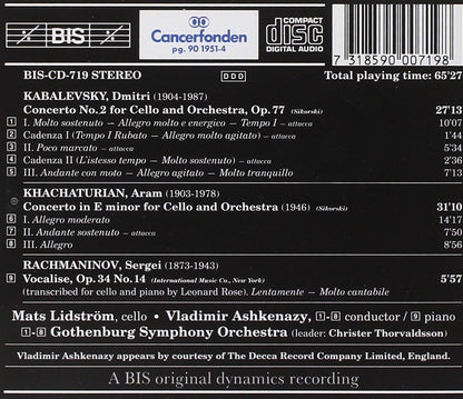 Kabalevsky/cello Cto 2/khachaturian/cto