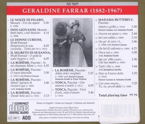 Geraldine Farrar in Italian Opera