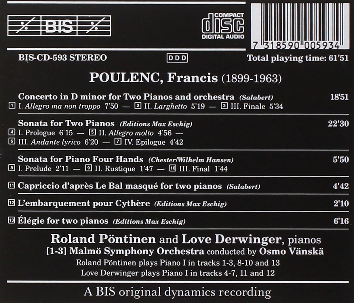 Complete Works for Two Pianos (Vanska, Malmo So, Derwinger)