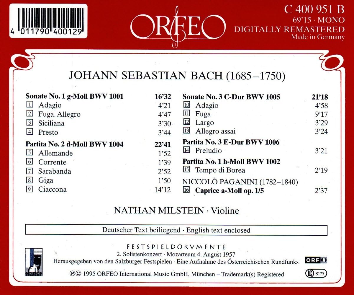 Sonatas and Partitas (Milstein)