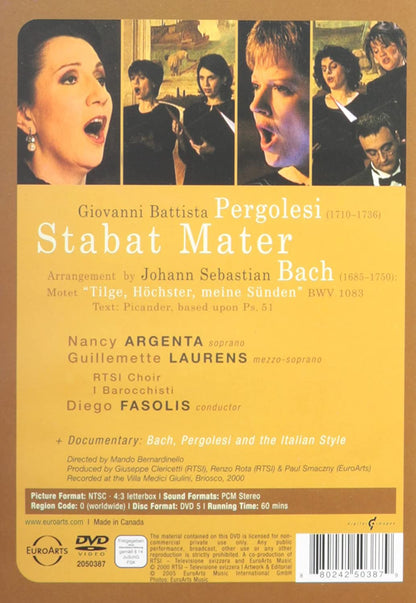 Pergolesi / Back: Stabat Matger-Argenta -Dvd