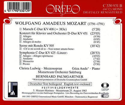 Linz Symphony Kv 425, Piano Concerto Kv451