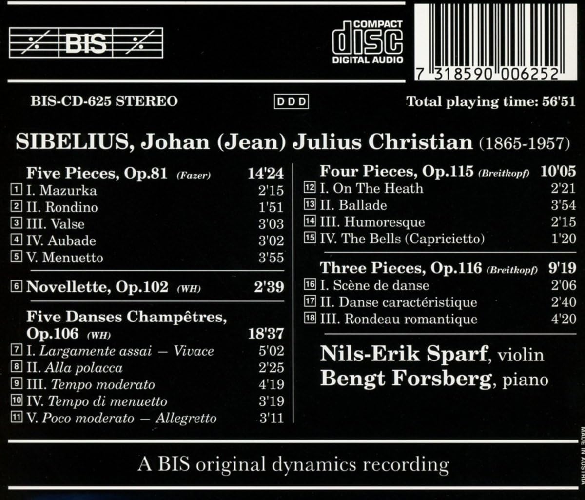 Music for Violin and Piano Vol. 2 (Sparf, Forsberg)