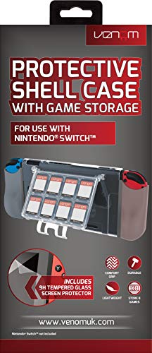 Venom Switch Protective Shell Case with Game Storage and Tempered Glass Screen Protector (Nintendo Switch)