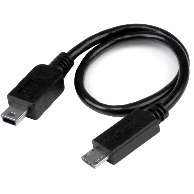 StarTech.com 8in USB OTG Cable - Micro USB to Mini USB - M/M - USB OTG Mobile Device Adapter Cable - 8 inch (UMUSBOTG8IN), Black Black 8 Inch Micro USB to Mini USB Cable