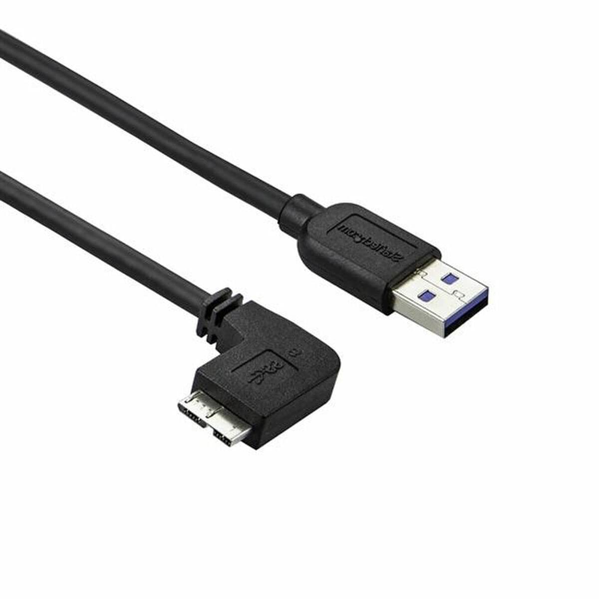 StarTech.com 2m 6 ft Slim Micro USB 3.0 Cable M/M - Left-Angle Micro-USB - USB 3.0 A to Micro B - Angled Micro USB - USB 3.1 Gen 1 (5Gbps) (USB3AU2MLS), Black