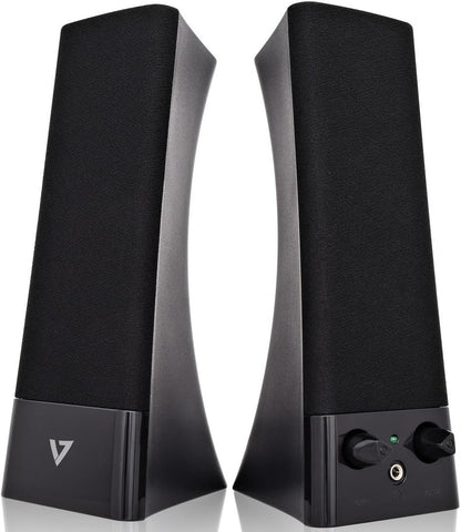 V7 Speakers Subwoofers & Accessories USB 2.0 Stereo Speaker (SP2500-USB-6N), Black
