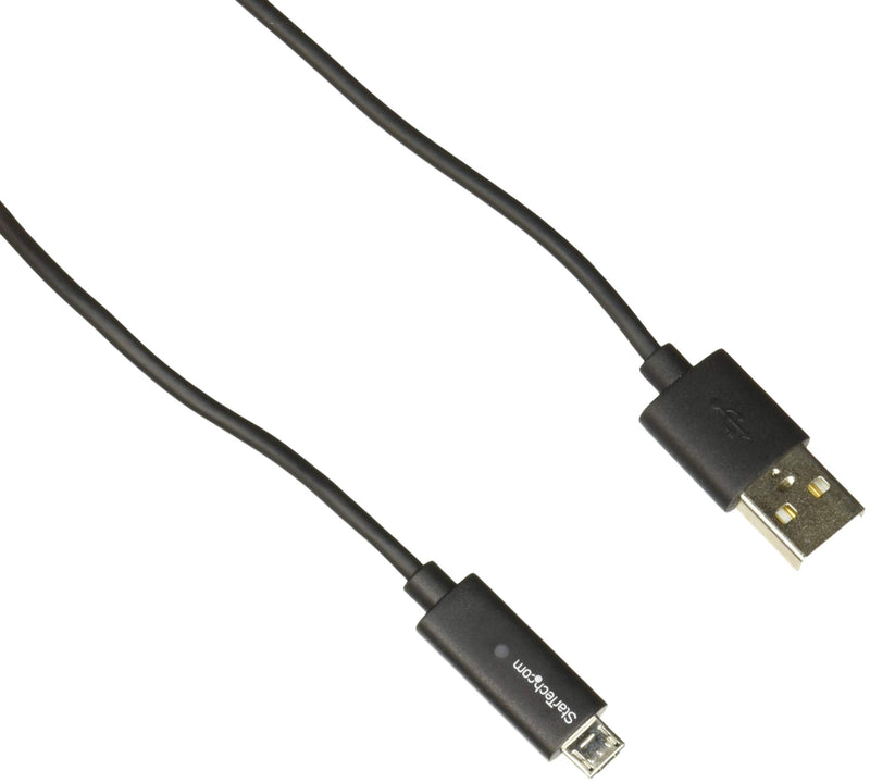 StarTech.com 1m / 3ft USB to Micro USB Cable with LED Charging Light - M/M USB to Micro USB Charging Cable - USB Charger Cable (USBAUBL1M) , Black Black 3 ft/1 m with LED Charging Light