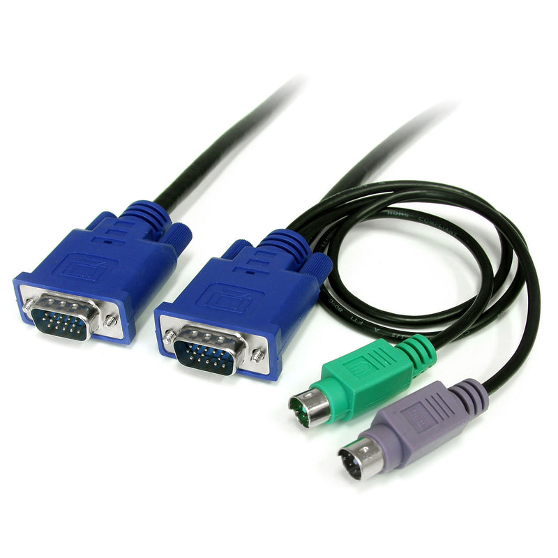 StarTech.com 3-in-1 Ultra Thin PS/2 KVM Cable - Keyboard / video / mouse (KVM) cable - PS/2, HD-15 (VGA) (M) to HD-15 (VGA) (M) - 6 ft - SVECON6