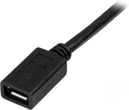 StarTech.com Câble d'extension Micro USB de 50 cm - Rallonge USB Micro B vers Micro B - Prolongateur Micro USB - M/F - Noir (USBUBEXT50CM