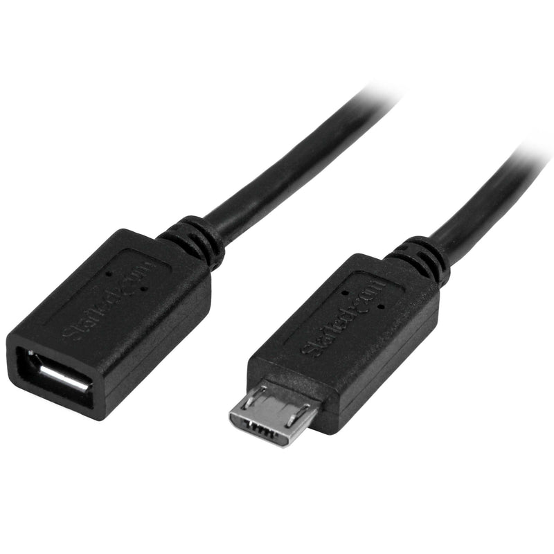 StarTech.com Câble d'extension Micro USB de 50 cm - Rallonge USB Micro B vers Micro B - Prolongateur Micro USB - M/F - Noir (USBUBEXT50CM