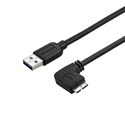 StarTech.com 0.5m 20in Slim Micro USB 3.0 Cable M/M - Right-Angle Micro-USB - USB 3.0 A to Micro B - Angled Micro USB 3.1 Gen 1 5Gbps (USB3AU50CMRS),Black