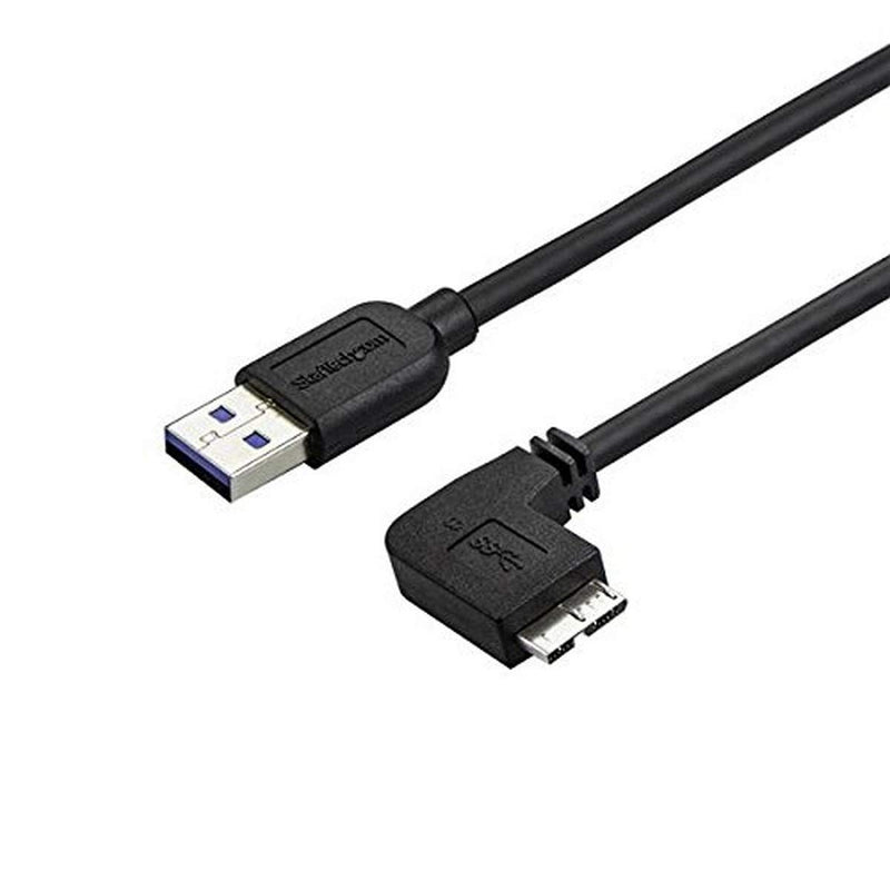 StarTech.com 0.5m 20in Slim Micro USB 3.0 Cable M/M - Right-Angle Micro-USB - USB 3.0 A to Micro B - Angled Micro USB 3.1 Gen 1 5Gbps (USB3AU50CMRS),Black