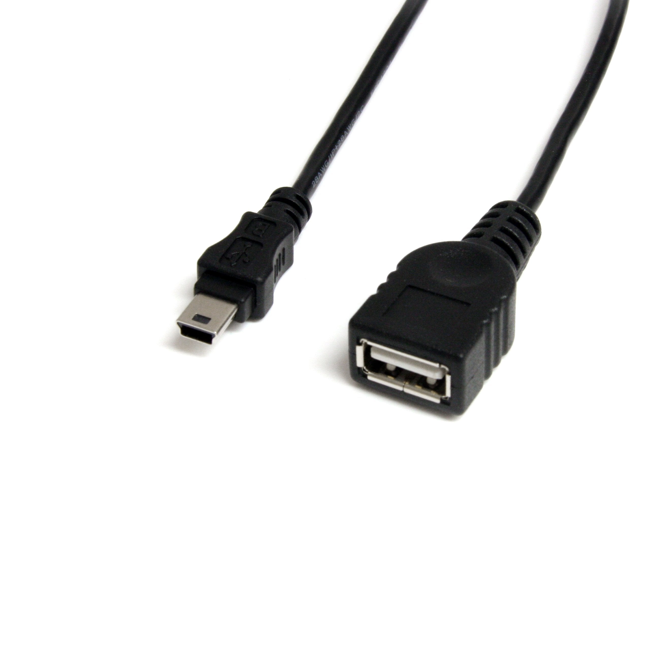 StarTech.com Câble Mini USB 2.0 de 30cm - Cordon USB A vers Mini B - Femelle / Mâle - Noir (USBMUSBFM1