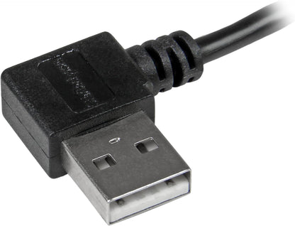 StarTech.com 1m 3 ft Micro-USB Cable with Right-Angled Connectors - M/M - USB A to Micro B Cable - 3ft Right Angle Micro USB Cable (USB2AUB2RA1M), Black