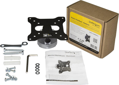 StarTech.com Monitor Wall Mount - Fixed - Supports Monitors 13” to 34” - VESA Monitor Wall Mount Bracket - Aluminum - Black & Silver (ARMWALL