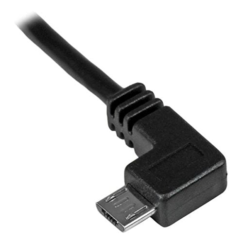 StarTech.com 1m 3 ft Micro-USB Charge-and-Sync Cable - Left-Angle Micro-USB - M/M - USB to Micro USB Charging Cable - 30/24 AWG (USBAUB1MLA